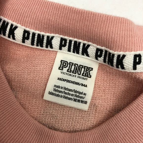 VS Pink Snap Sleeve Boyfriend Crop Sweatshirt: Blush Pink - Picture 8 of 8